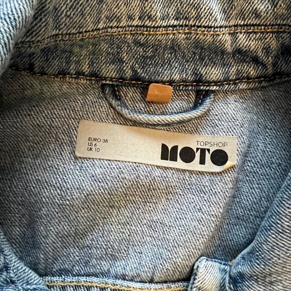 Topshop MOTO Denim Button Front Blue Jean Cropped Fitted Vest - Picture 3 of 5